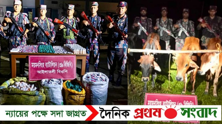 শেরপুর ও হালুয়াঘাট সীমান্তে ভারতীয় ঔষধ, মদ ও গরু আটক
