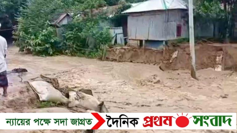 শেরপুরে বিভিন্ন নদ-নদীর পানি বৃদ্ধি, মহারশি নদীর বাঁধ ভেঙে অন্তত ১০ গ্রাম প্লাবিত